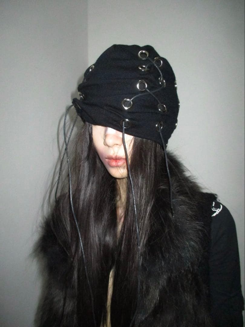 【モード】KUIN KISSA Block core銀抜き穴ビーニー 平成ギャル