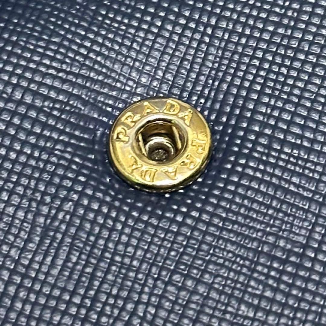 PRADA プラダ　折り財布　ラウンドファスナー　ゴールドロゴ　ブルー