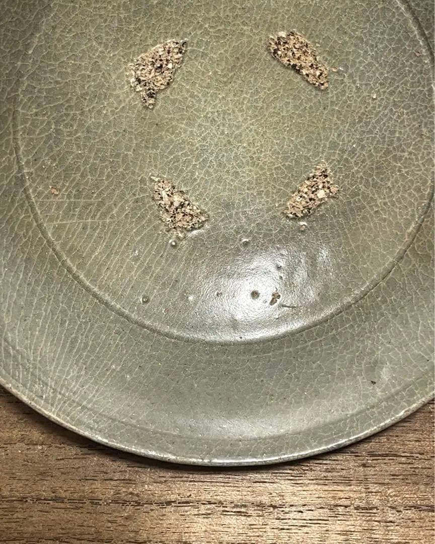 中国 骨董品 李朝 青磁 茶盌 アンティーク 箱付 古玩 古美術