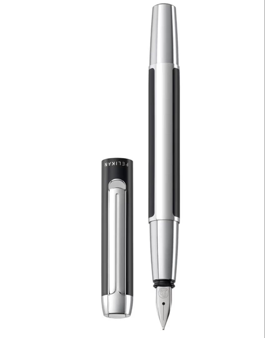 Pelikan Pura P40 ブラック シルバー 万年筆 細字 インク 青