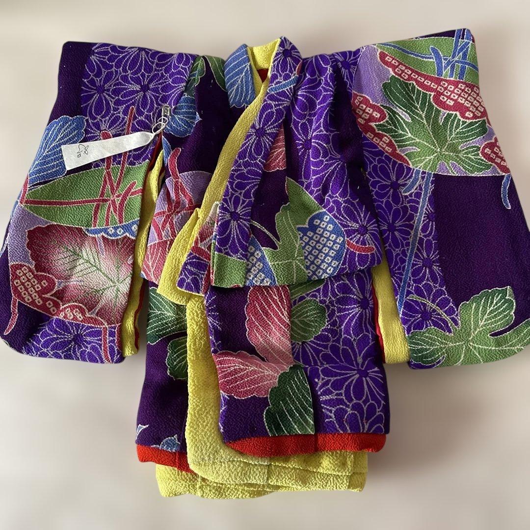 人形の着物　８号　古布ちりめん　二重　102501