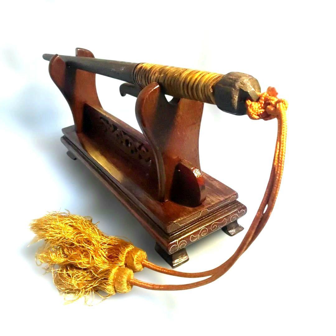 十手　鉄製　象嵌入唐木台付　与力 同心　火盗改め