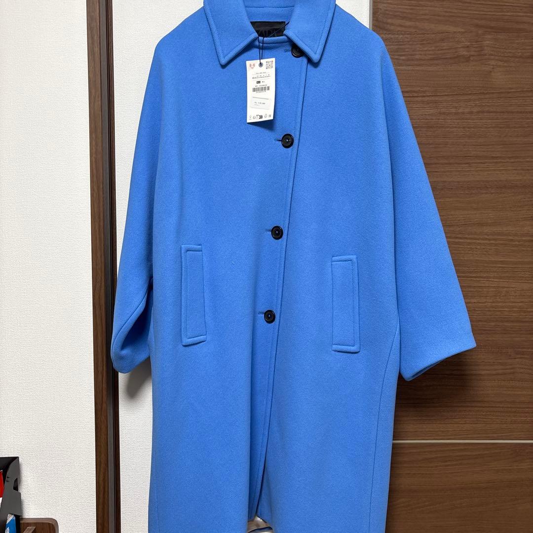 ZARA オーバーサイズウールコート　ブルー　新品タグ付き XS,S