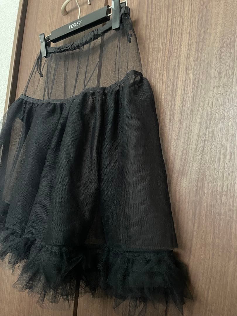 FOXEY パニエ　ブラック　チュールスカート　サイズ　フリー　F ウエストゴム