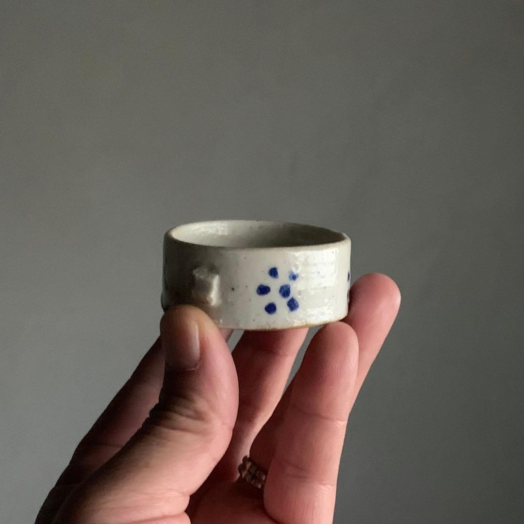 鳥の餌入れ 半筒盃 瀬戸 盃 古道具 アンティーク