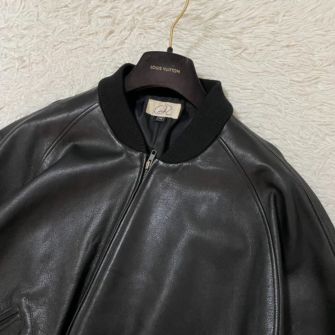 極美品 サークル レザージャケット MA-1 ブラック ボンバージャケット L位