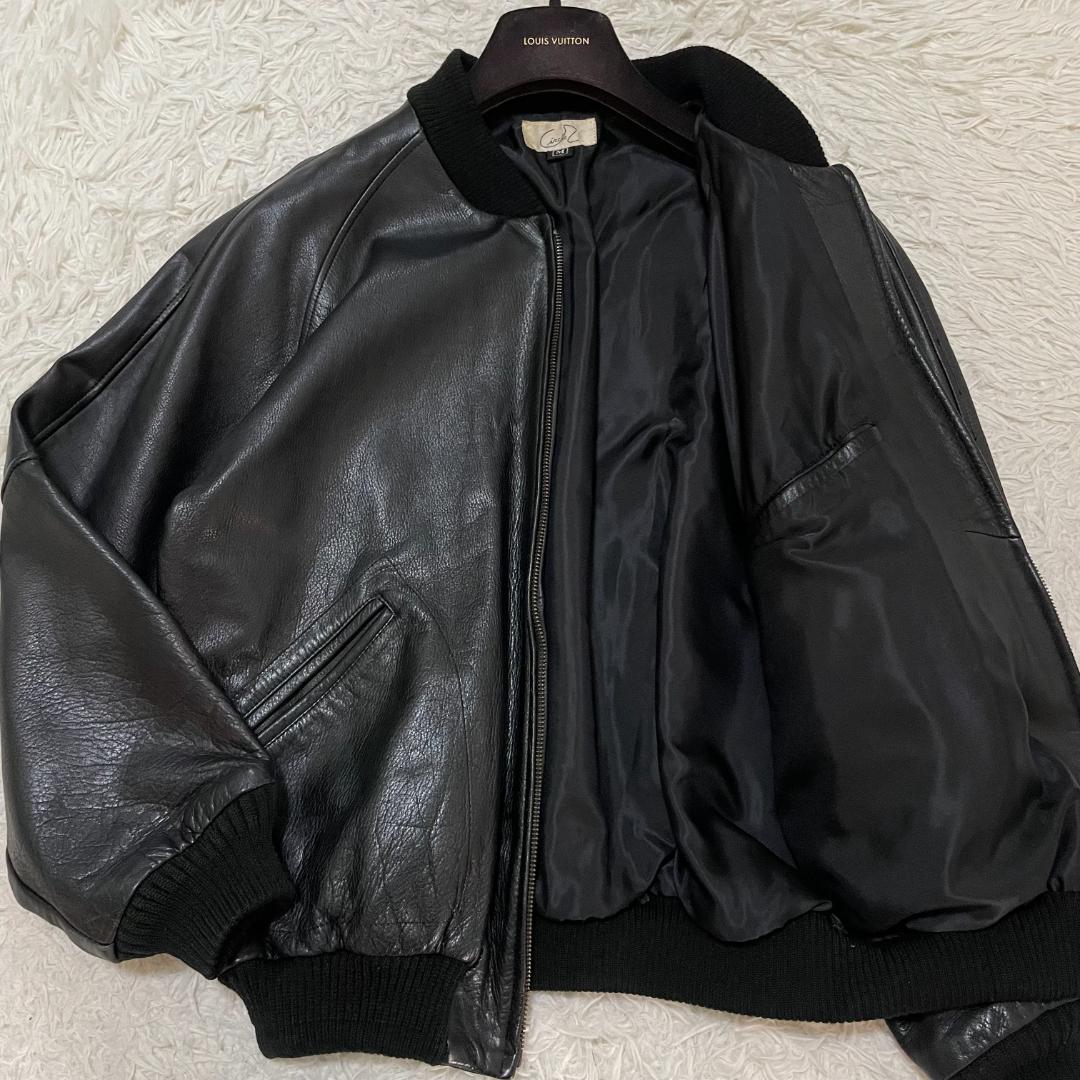 極美品 サークル レザージャケット MA-1 ブラック ボンバージャケット L位