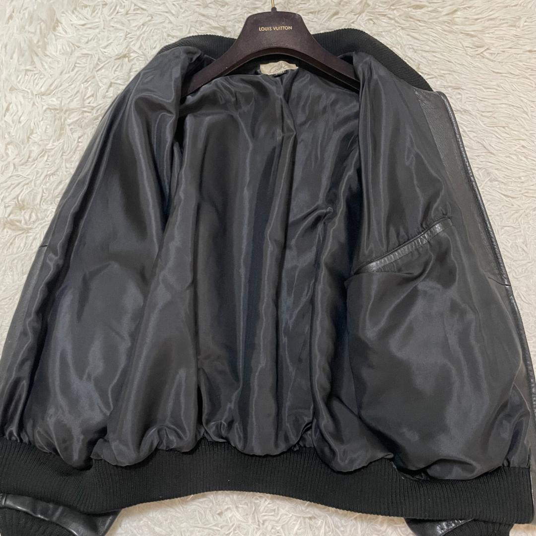 極美品 サークル レザージャケット MA-1 ブラック ボンバージャケット L位