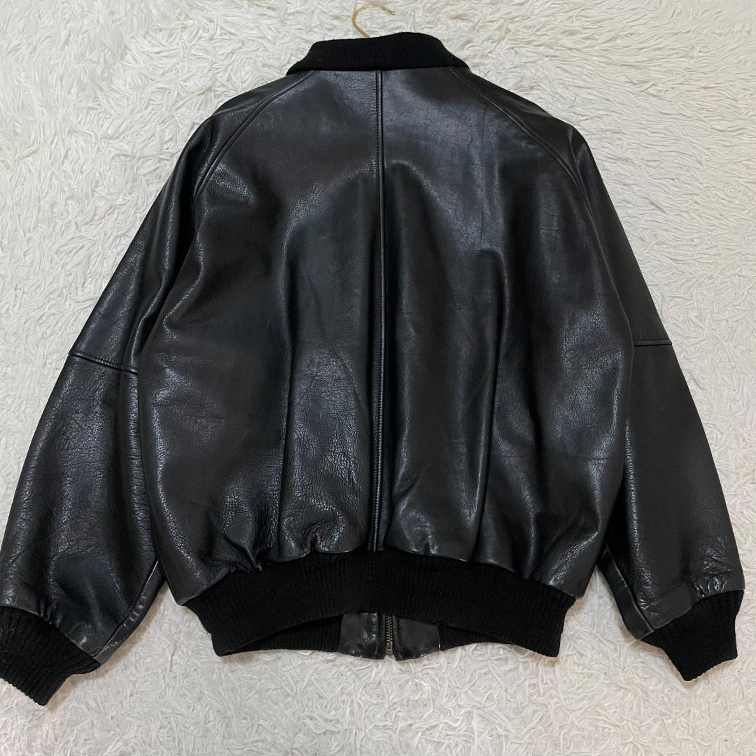 極美品 サークル レザージャケット MA-1 ブラック ボンバージャケット L位