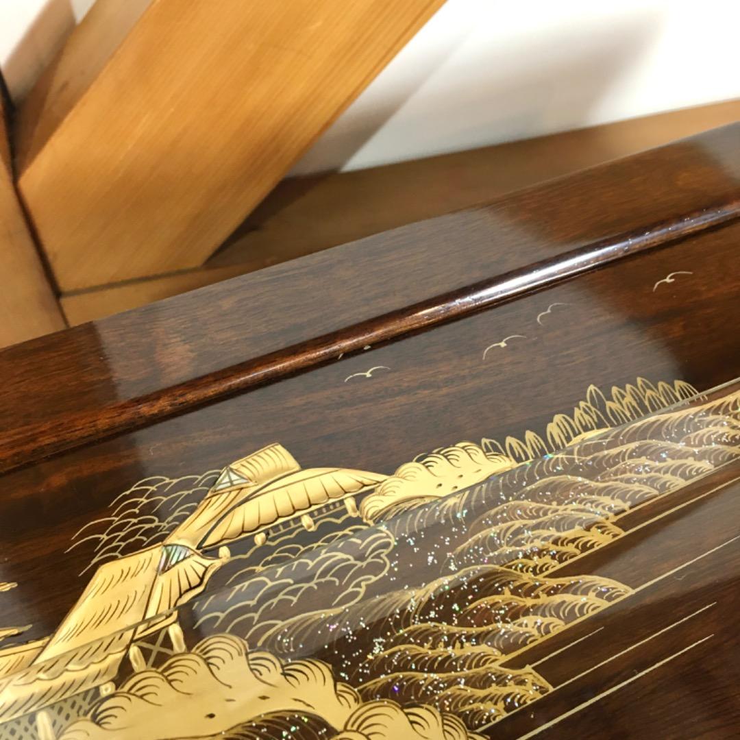 【勝峰作】花台 飾り台 螺鈿細工 金彩蒔絵 机 ガラス付属 ①