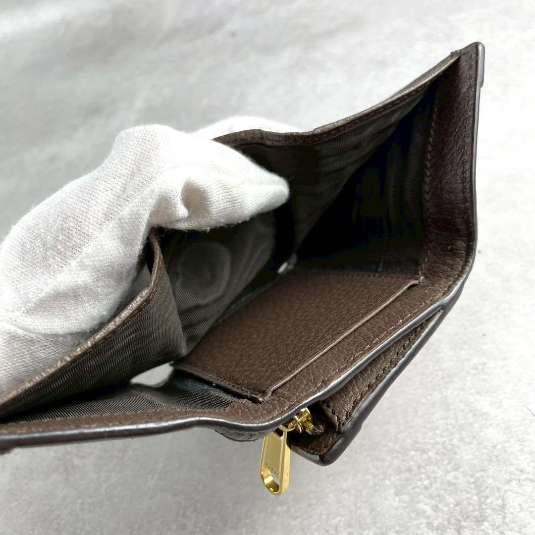 【美品】GUCCI 三つ折り財布 GGマーモント シェリーライン レザー