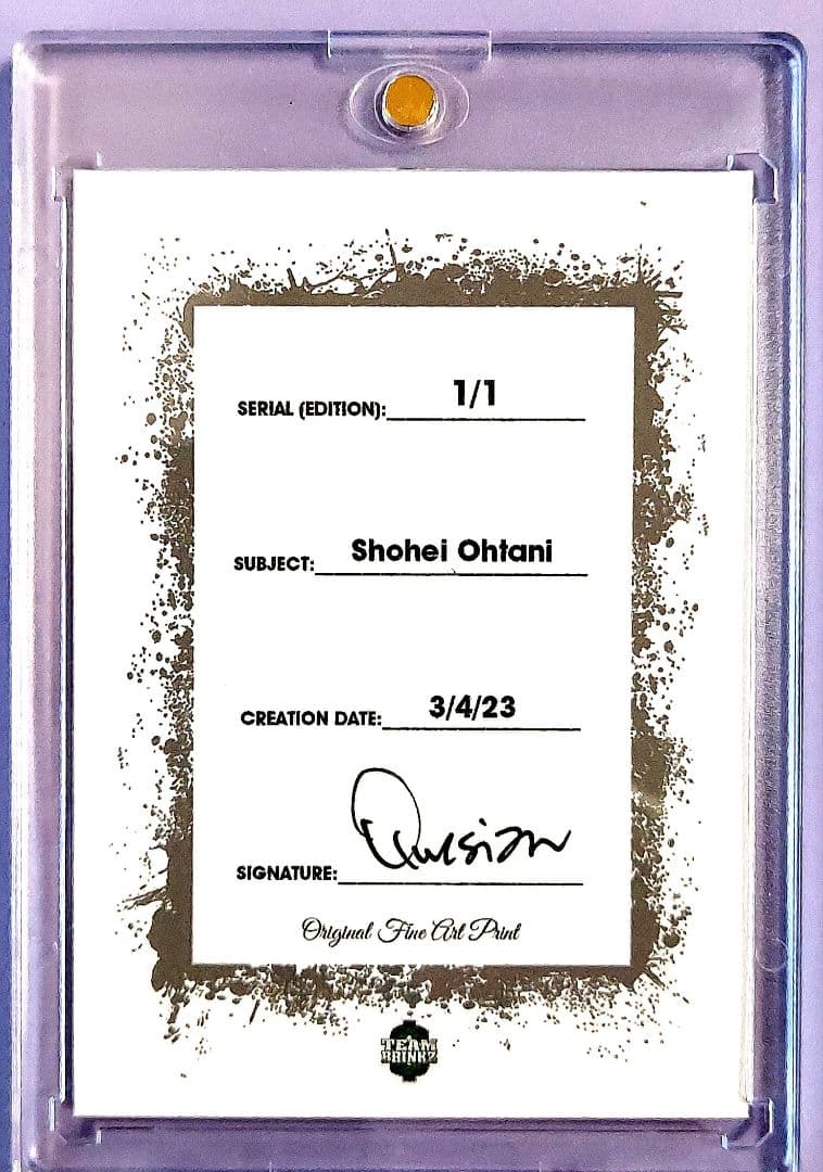 大谷翔平 エンゼルス アートカード 1of1(世界に一枚 / 貴重) ②