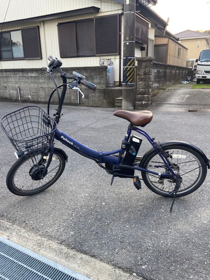 Peltech TDN-206L 電動アシスト自転車 ネイビー 前カゴ付き