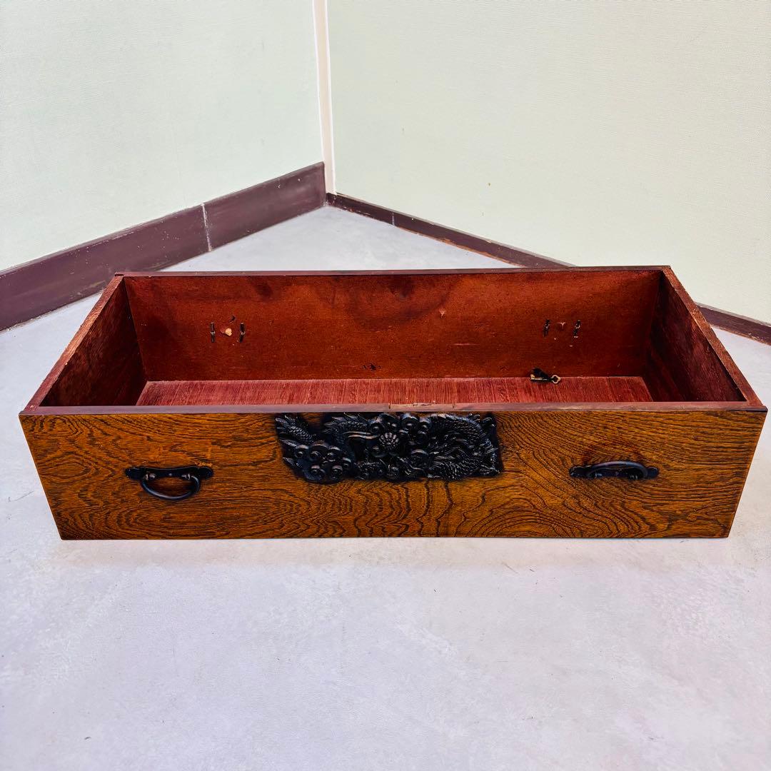 時代 帳場箪笥 【両面仕様】車箪笥 鍵付き 和モダン 古家具【鍵付き】