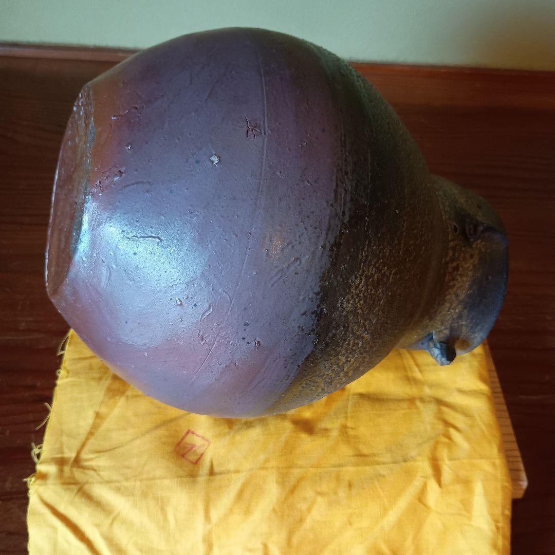 希少　藤原雄　備前　人面壺　　胡麻