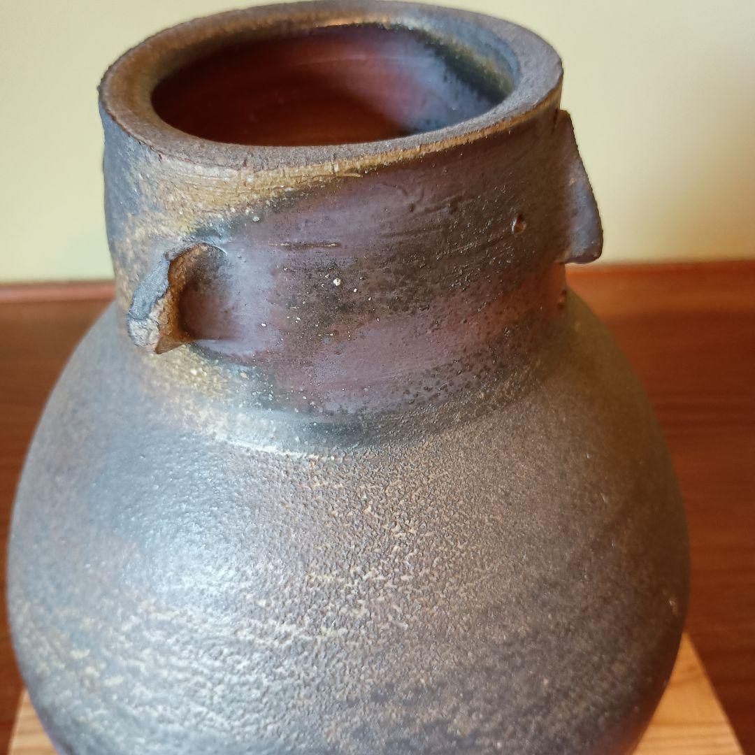 希少　藤原雄　備前　人面壺　　胡麻
