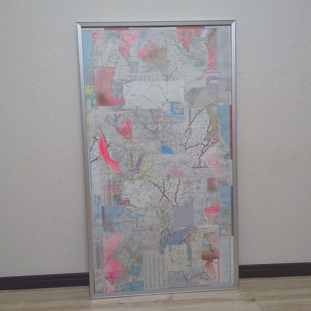 地図コラージュ アートフレーム 約70cm x 100cm