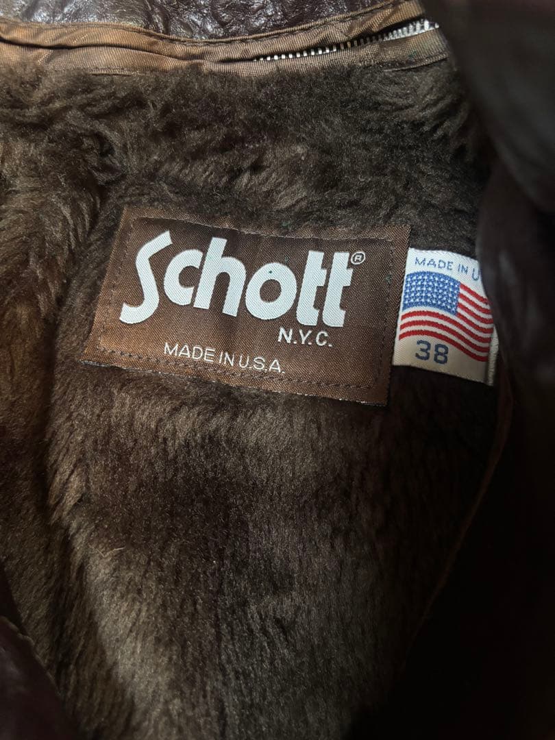 美品　schott 641 シングルライダースジャケット　38 ダークブラウン