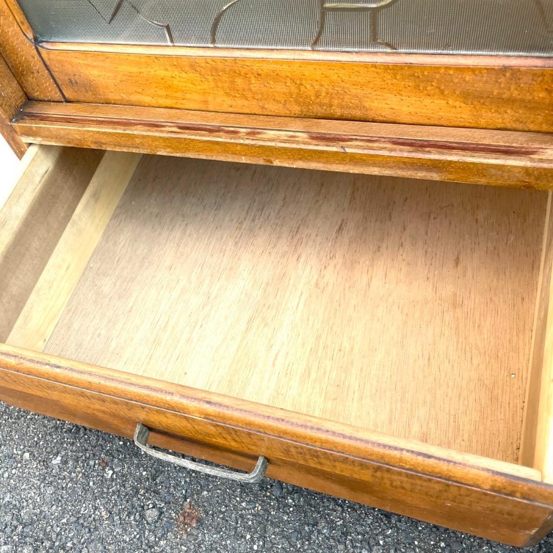 アンティーク ガラス すりガラス 食器棚 飾り棚 昭和レトロ 本棚 キャビネット