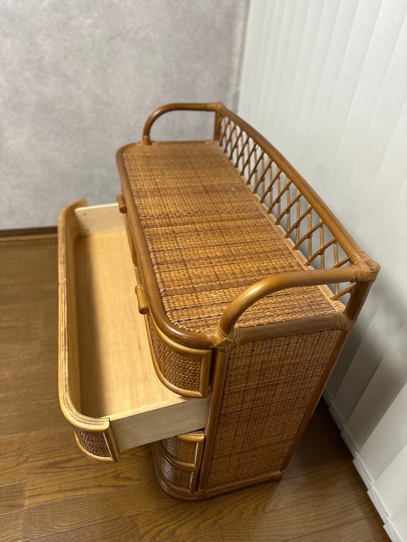 【送料込】籐 ラタンチェスト 4段 5引出し&4段10引出しの2個セット