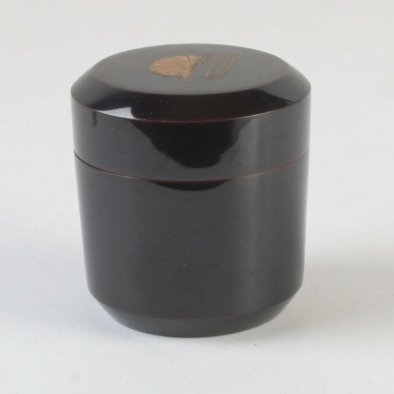 茶道具　黒漆　菊蒔絵　雪吹　棗　時代箱付　V　9812