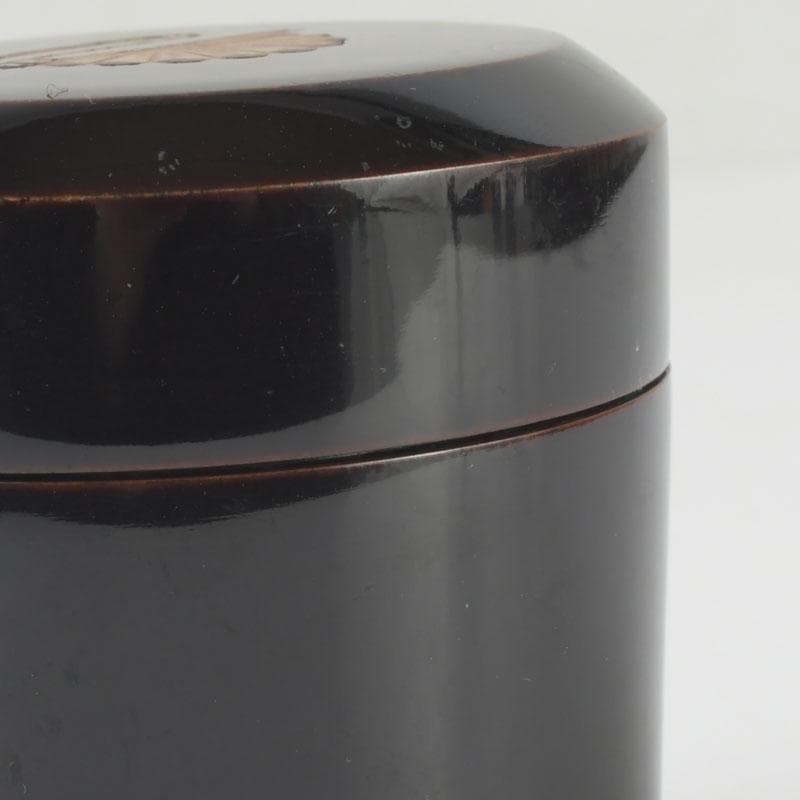 茶道具　黒漆　菊蒔絵　雪吹　棗　時代箱付　V　9812