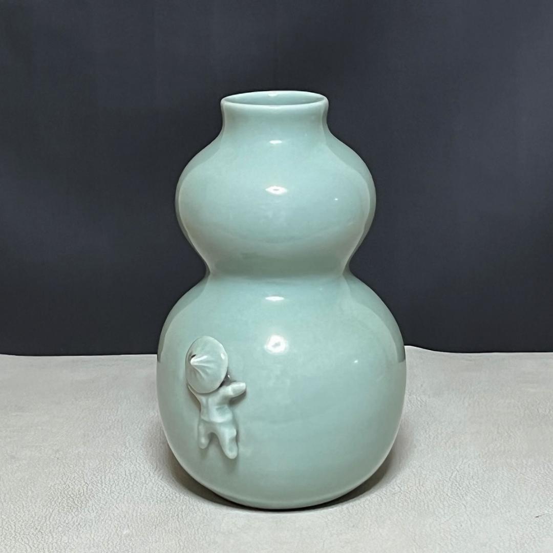 平安 清風 青磁 瓢形 一唐人 花入 笹屋陶鋪 仕立箱 清風与平 一閑人 茶道具