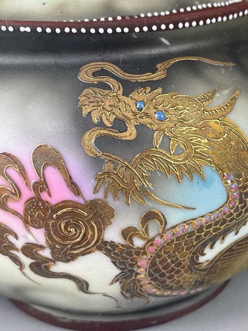 オールドニッポン 龍紋 ティーポット ドラゴン ぼかし ジュエル エナメル