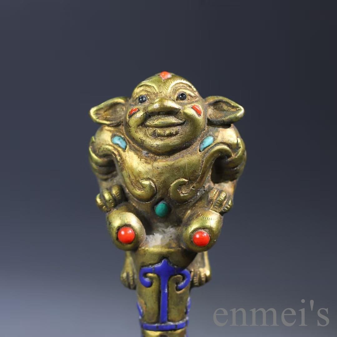 中国古美術 内務府風 令牌揃 描金 純銅製 祭祀具 儀礼用 細密細工 置物 賞物