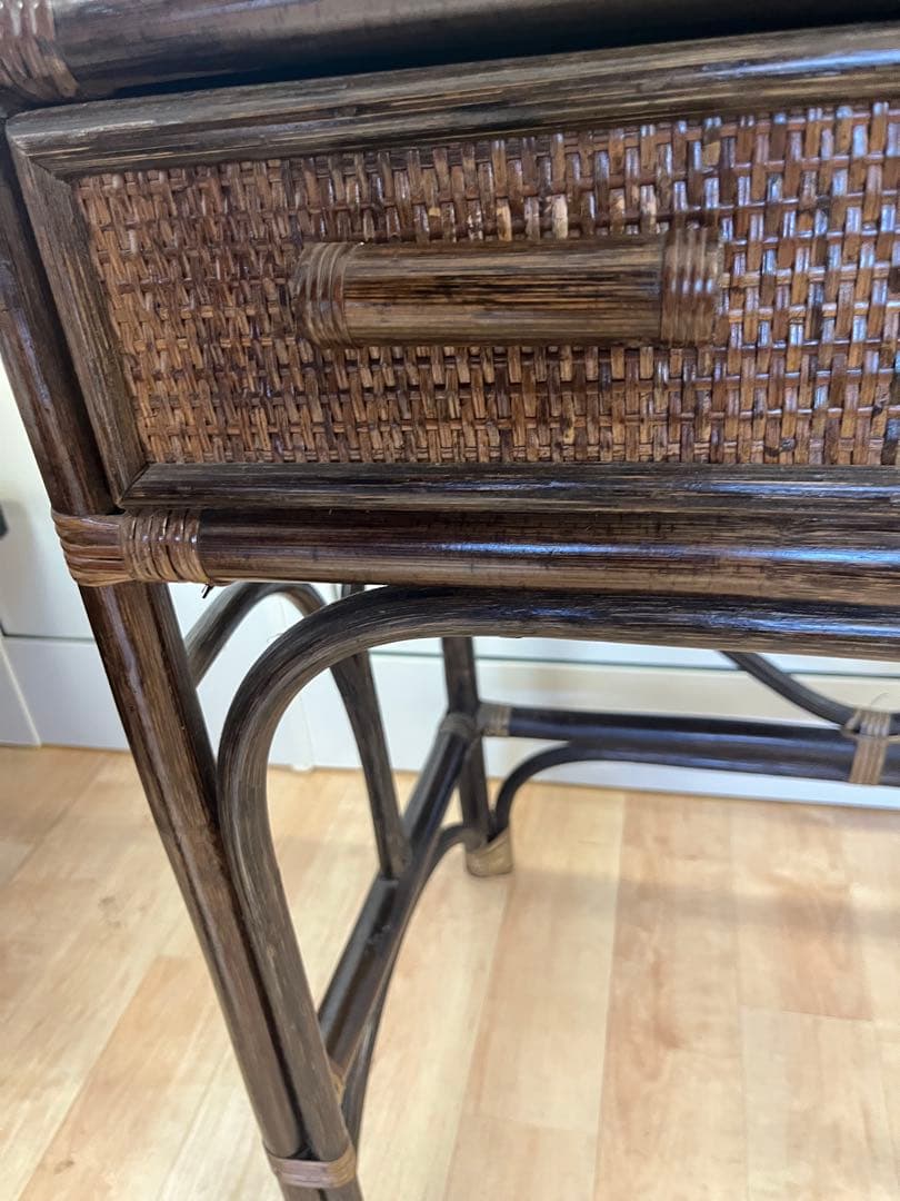 ヴィンテージ レトロ ラタン ミラー付きドレッサー アーチ型ドレッサー・鏡台