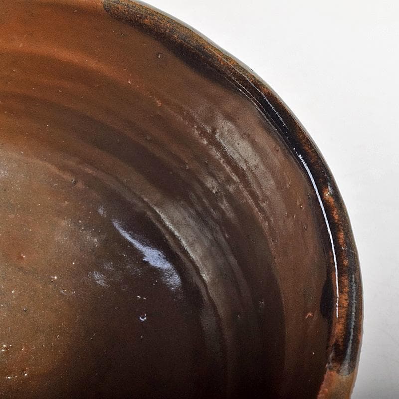 Mikan 　濱田庄司作　鉄釉　茶碗　仕覆付　共布共箱　V　R8790