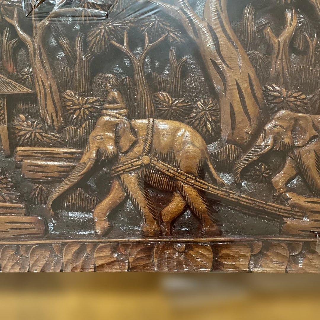 タイ　象　木彫り　壁掛け