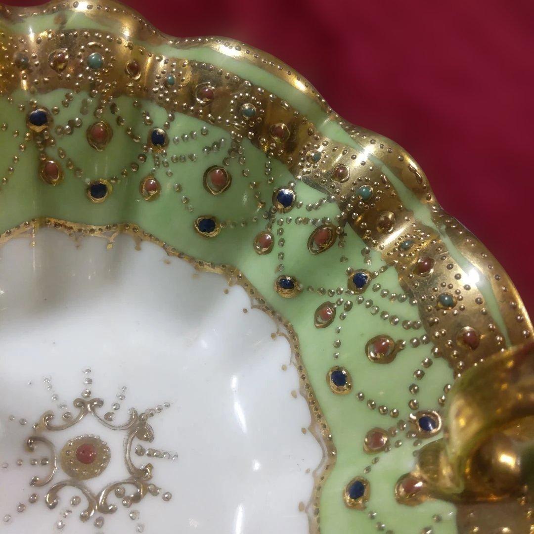 希少 アンティーク オールドノリタケメイプルリーフ 金盛りビジュー器