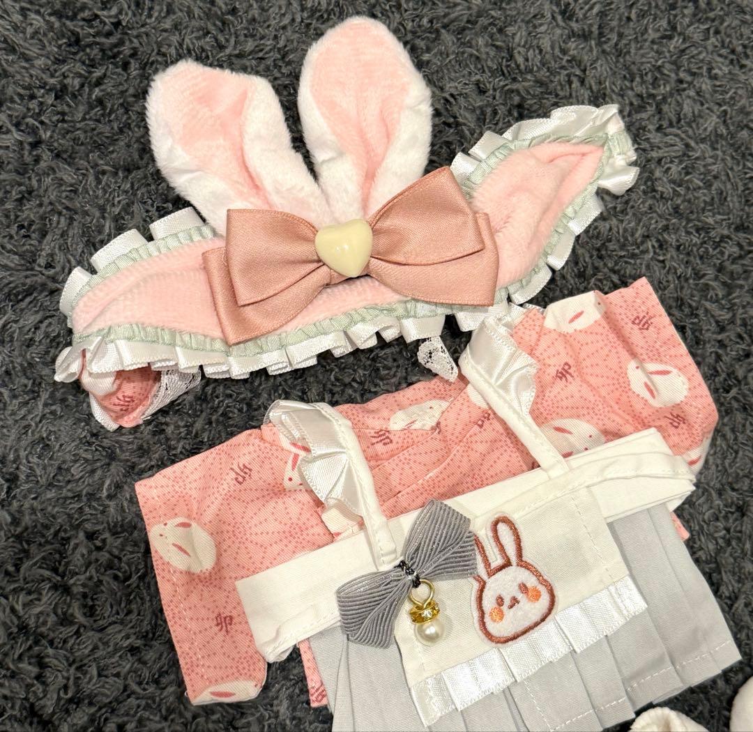 20cm完売レア限定メイド風卯うさぎ和服着せ替えぬいぐるみ服セット♪
