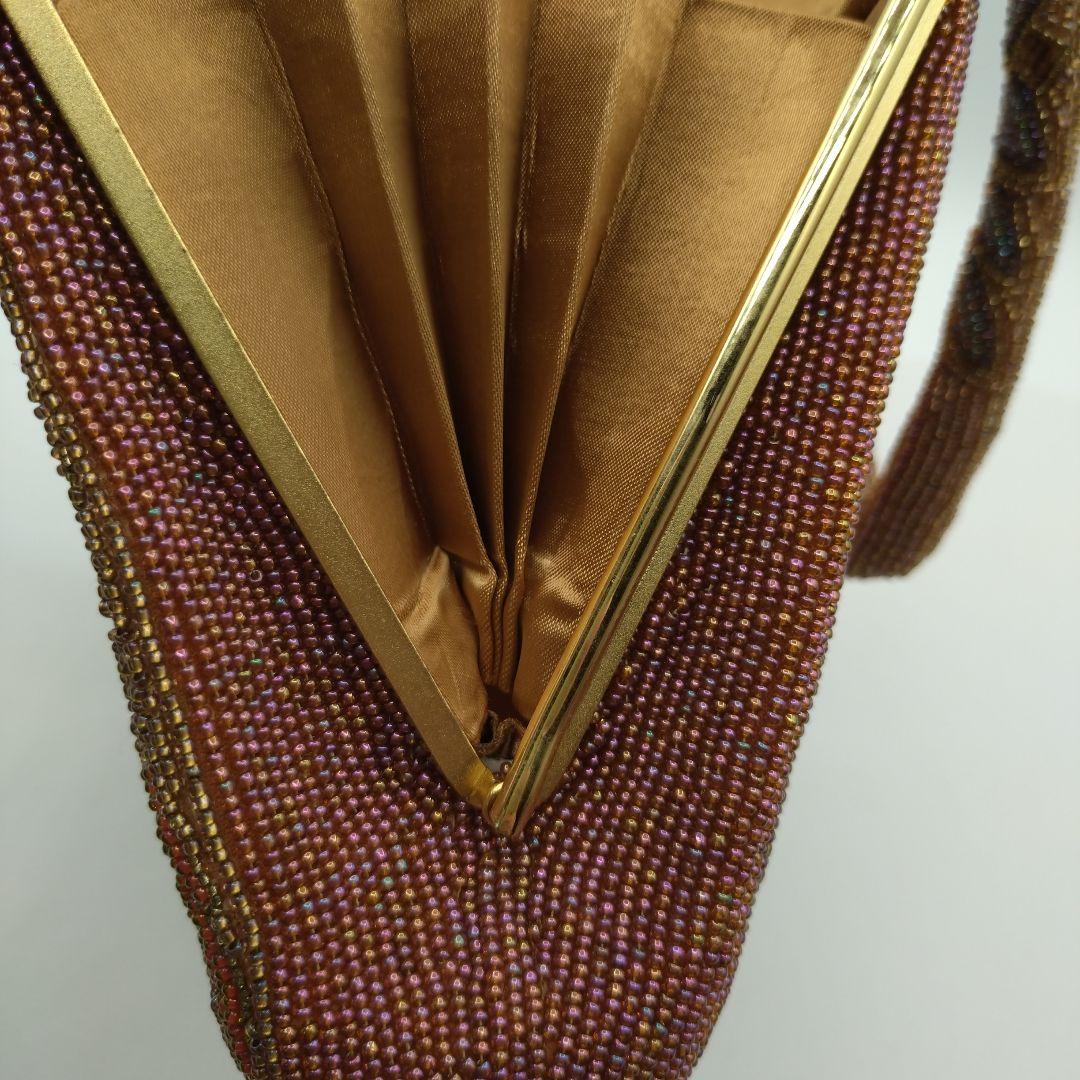 東京浅草孔雀堂　ビーズ刺繍 クラッチバッグ 　和装　着物　パーティ　レトロ