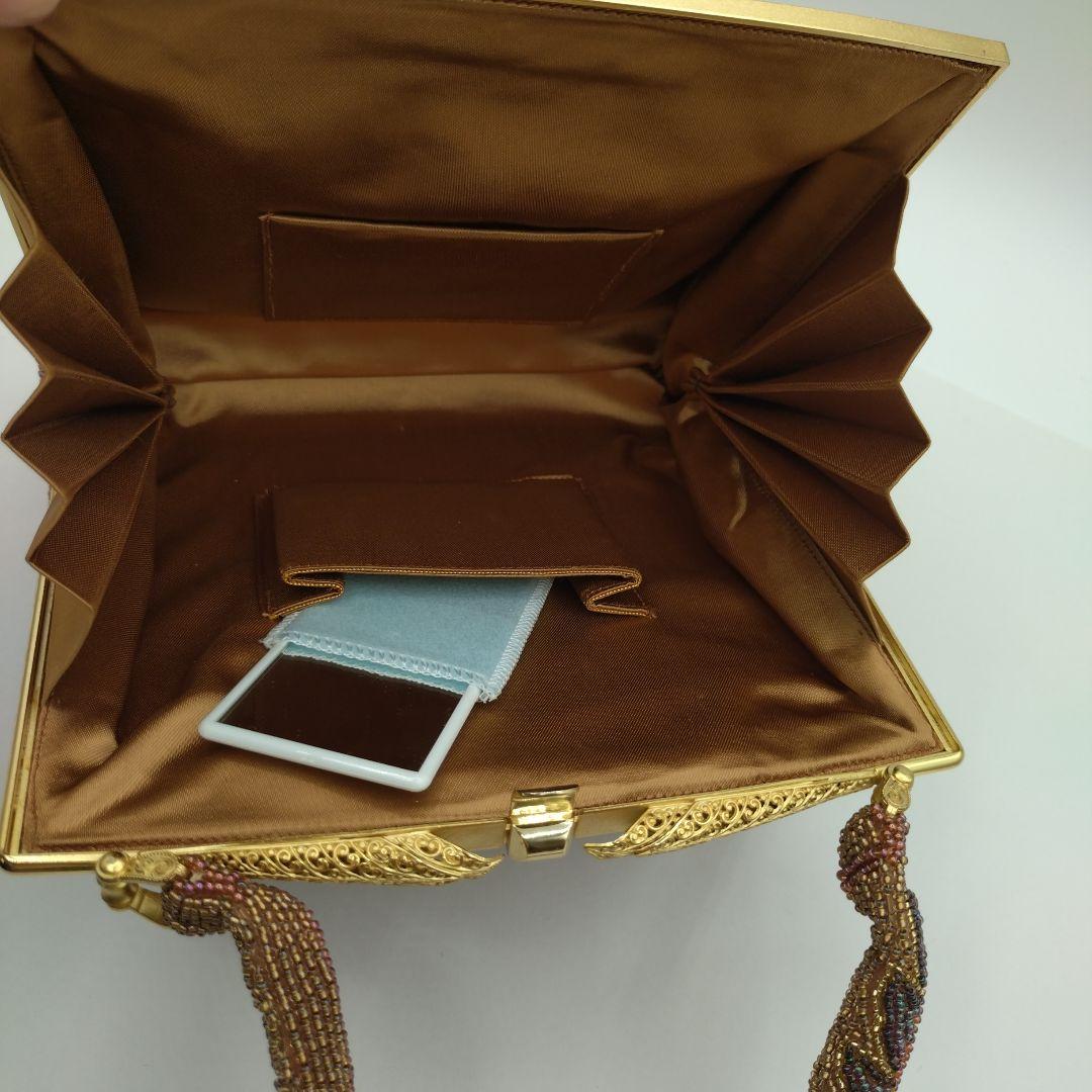 東京浅草孔雀堂　ビーズ刺繍 クラッチバッグ 　和装　着物　パーティ　レトロ