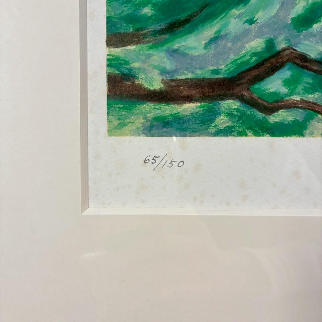 小山敬三「紅浅間」リトグラフ 直筆サイン・印章有 文化勲章受章作家 洋画家