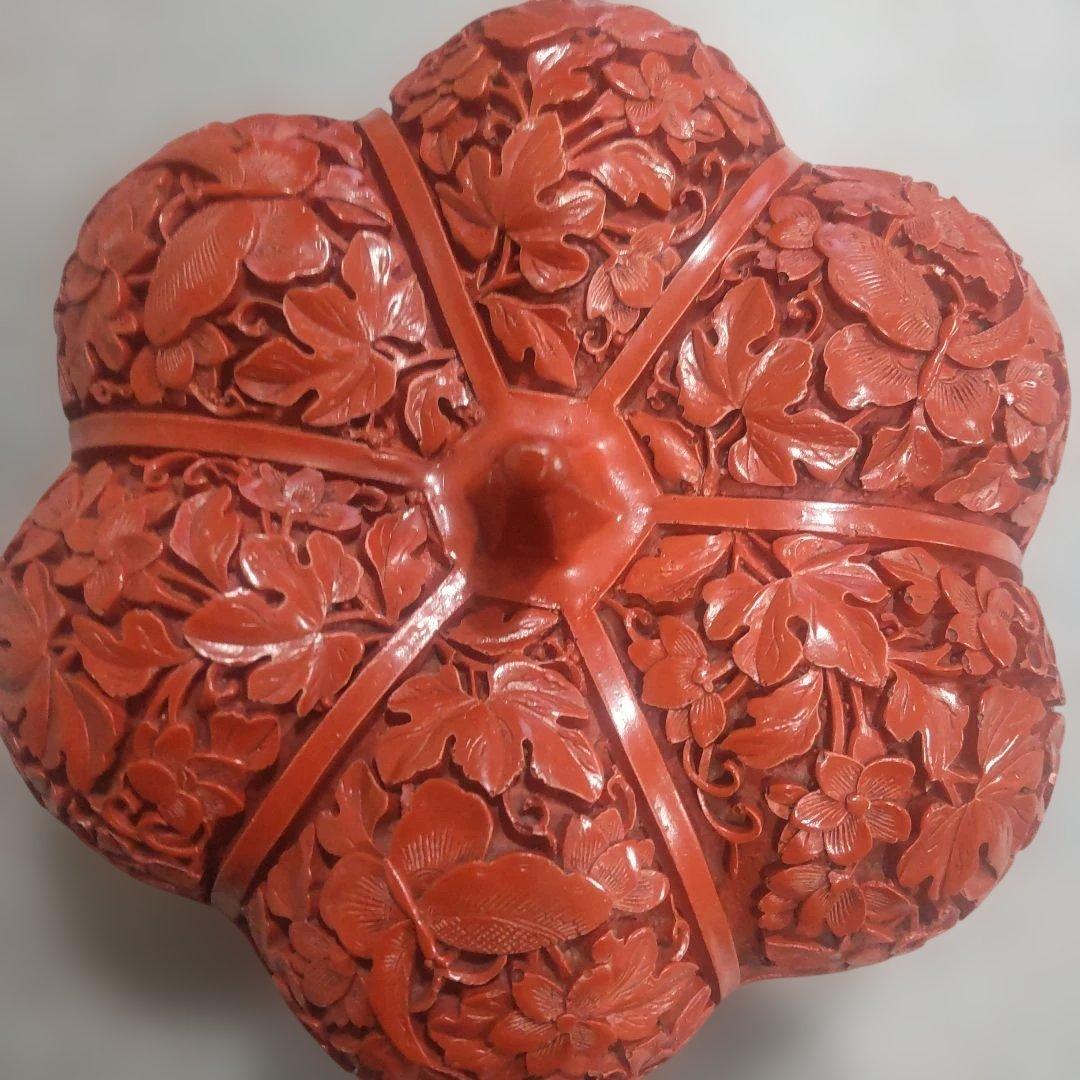 堆朱 中国美術工芸品 伝統美術蓋物 小箱