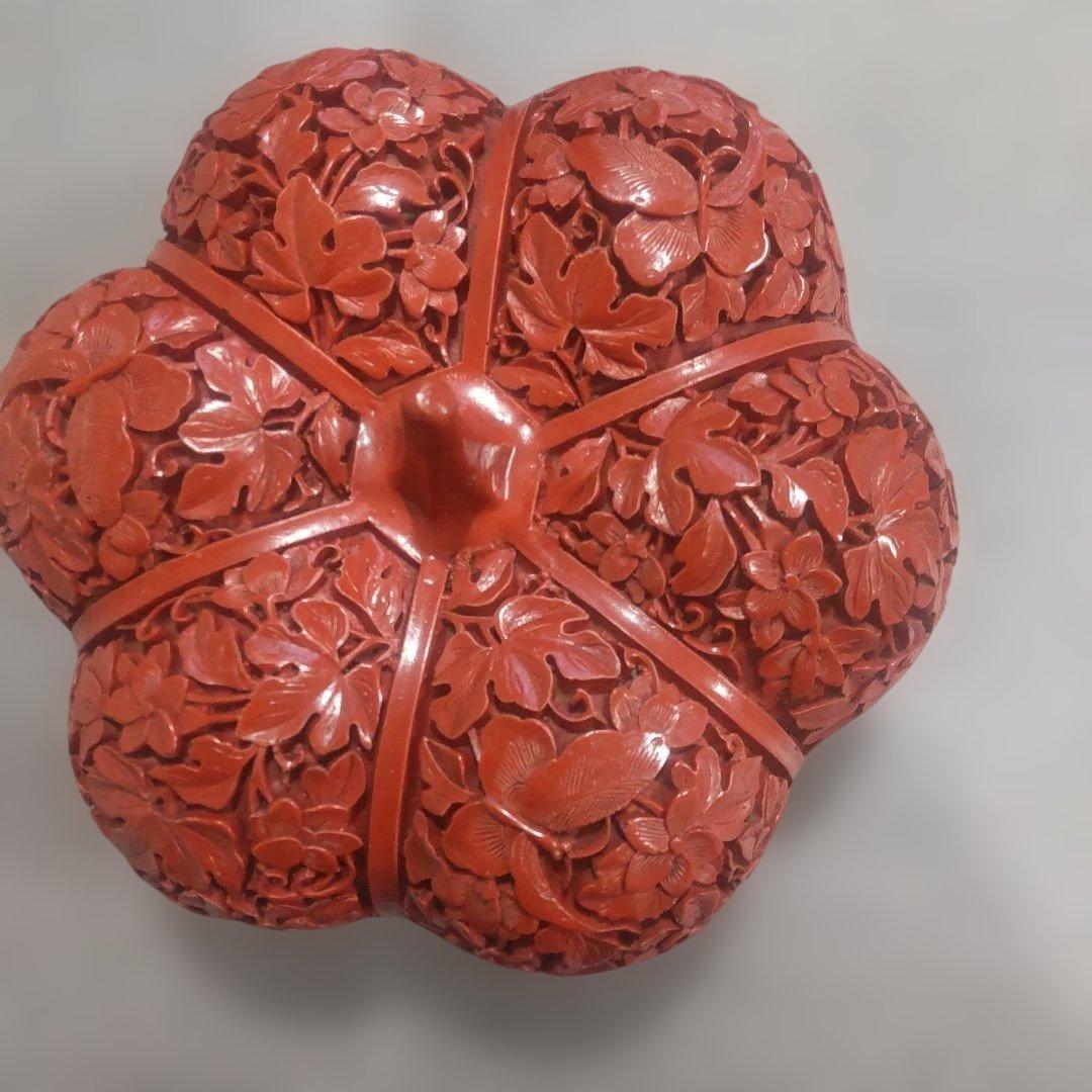 堆朱 中国美術工芸品 伝統美術蓋物 小箱