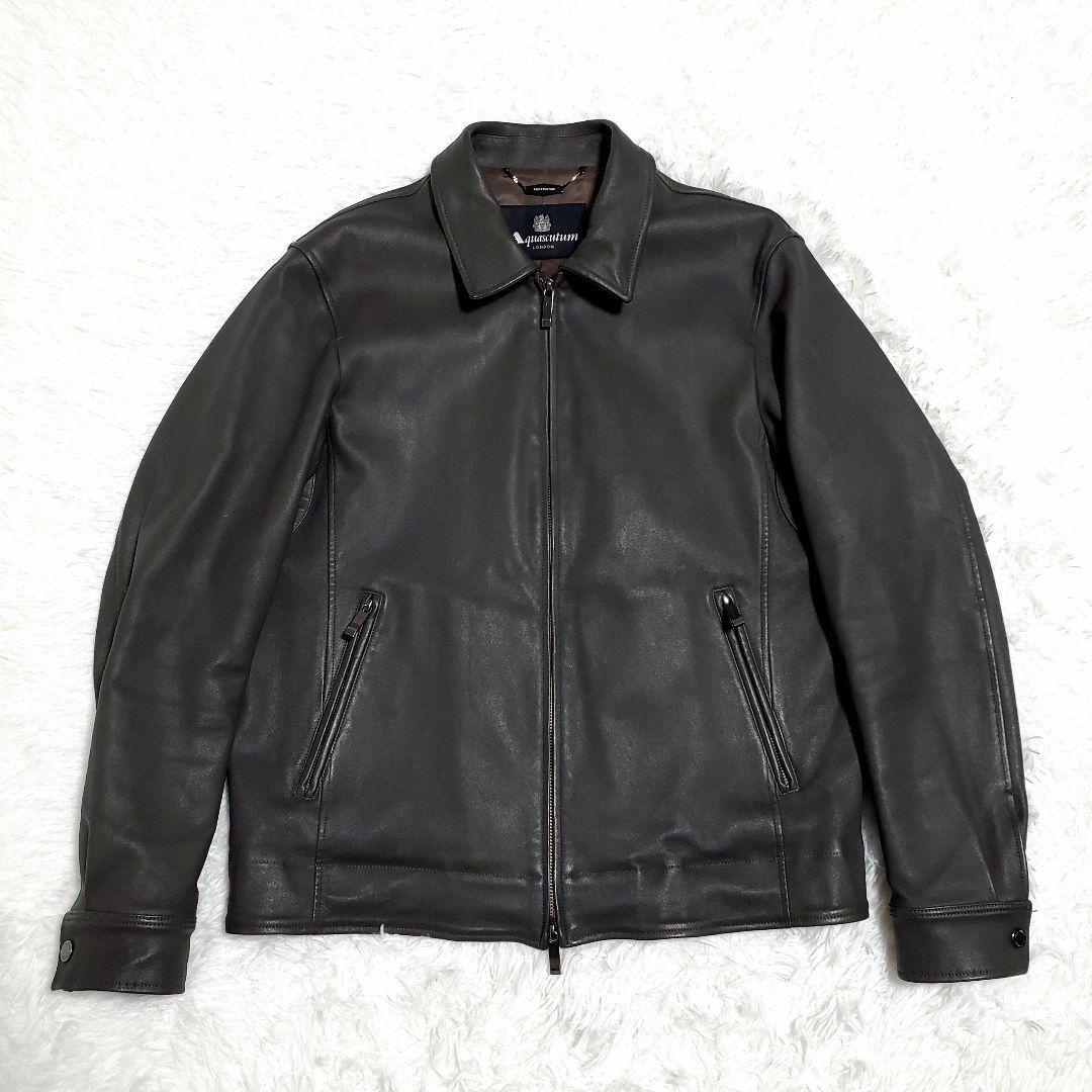 美品✨アクアスキュータム　ラムレザー　シングルライダース　グレー　たねちー様