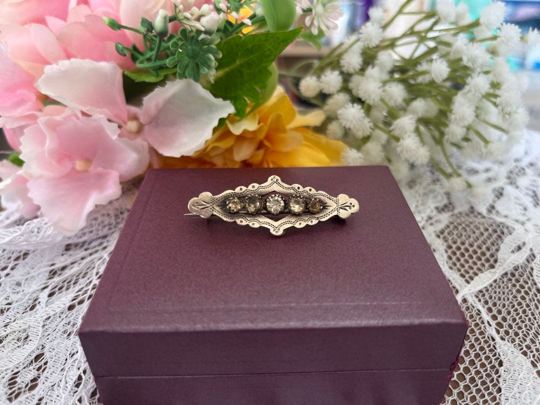 ★現品限り★ 英国 ヴィクトリアン ブローチ 純銀 シルバー 1860年代