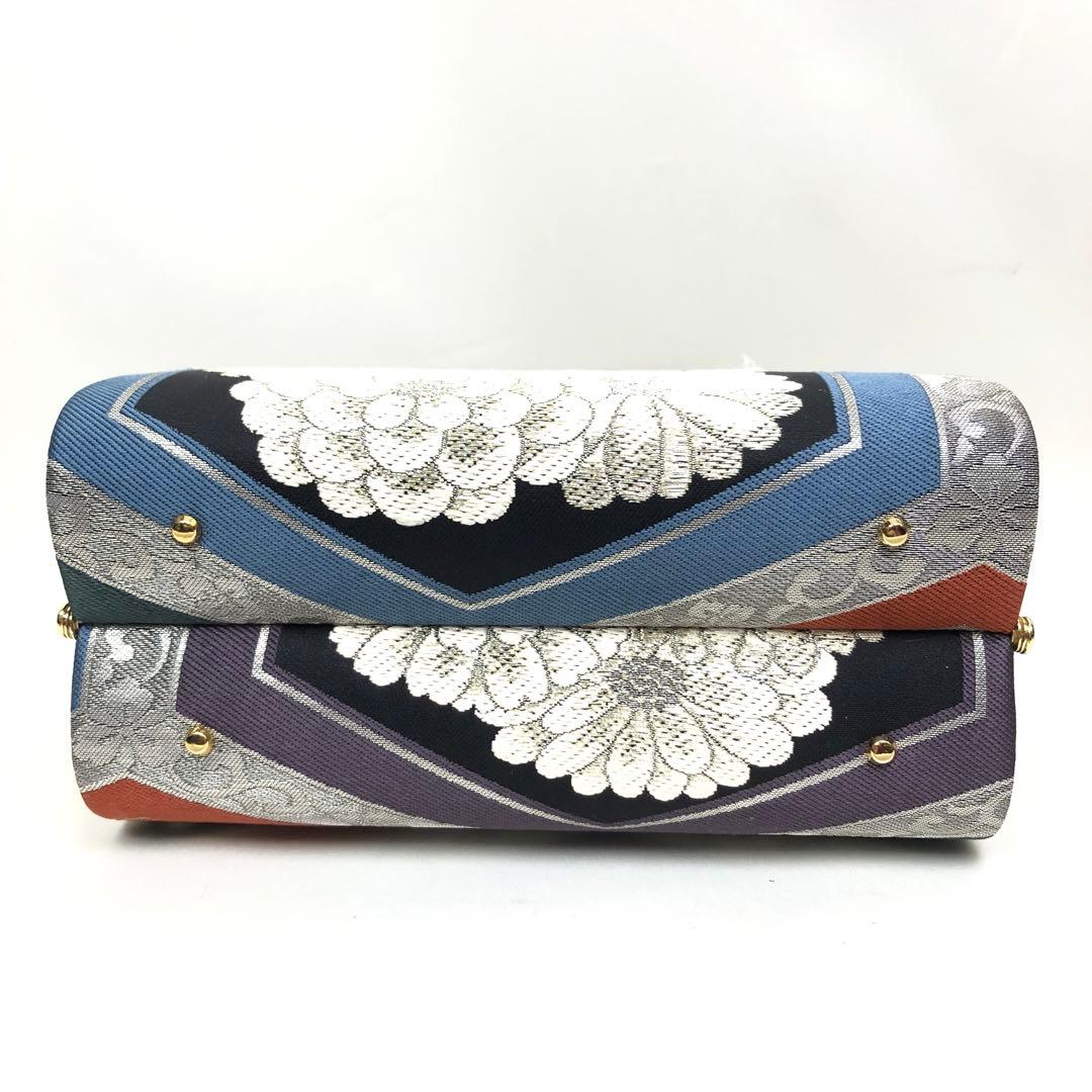 美品 帯地使用 銀糸 和装用バッグ