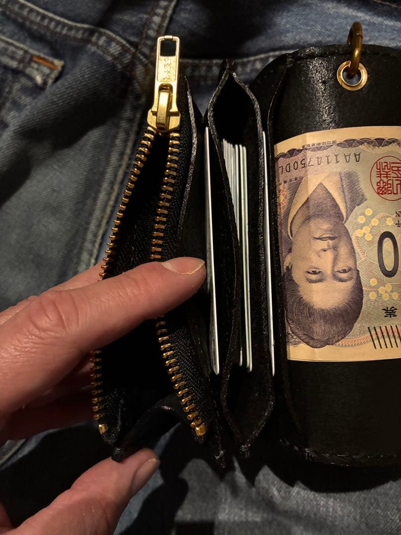 トラッカーウォレット　ミドルサイズ　国産姫路シボ革　シルバー925クロスボール