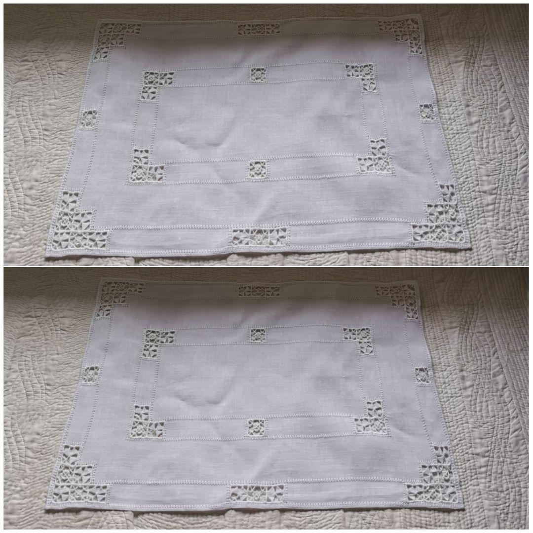 アンティークフランス/イタリア レティシアクローバー刺繍 リネンクロス ランナー