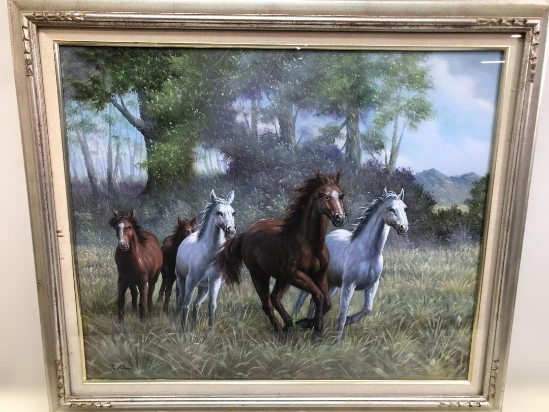 送料無料 絵画 千葉弘道 駿馬 馬 アート 風景画 F20号 88297