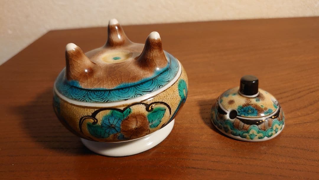 古九谷　九谷焼　吉田屋　香炉　青九谷　青手　蔵出し　１客