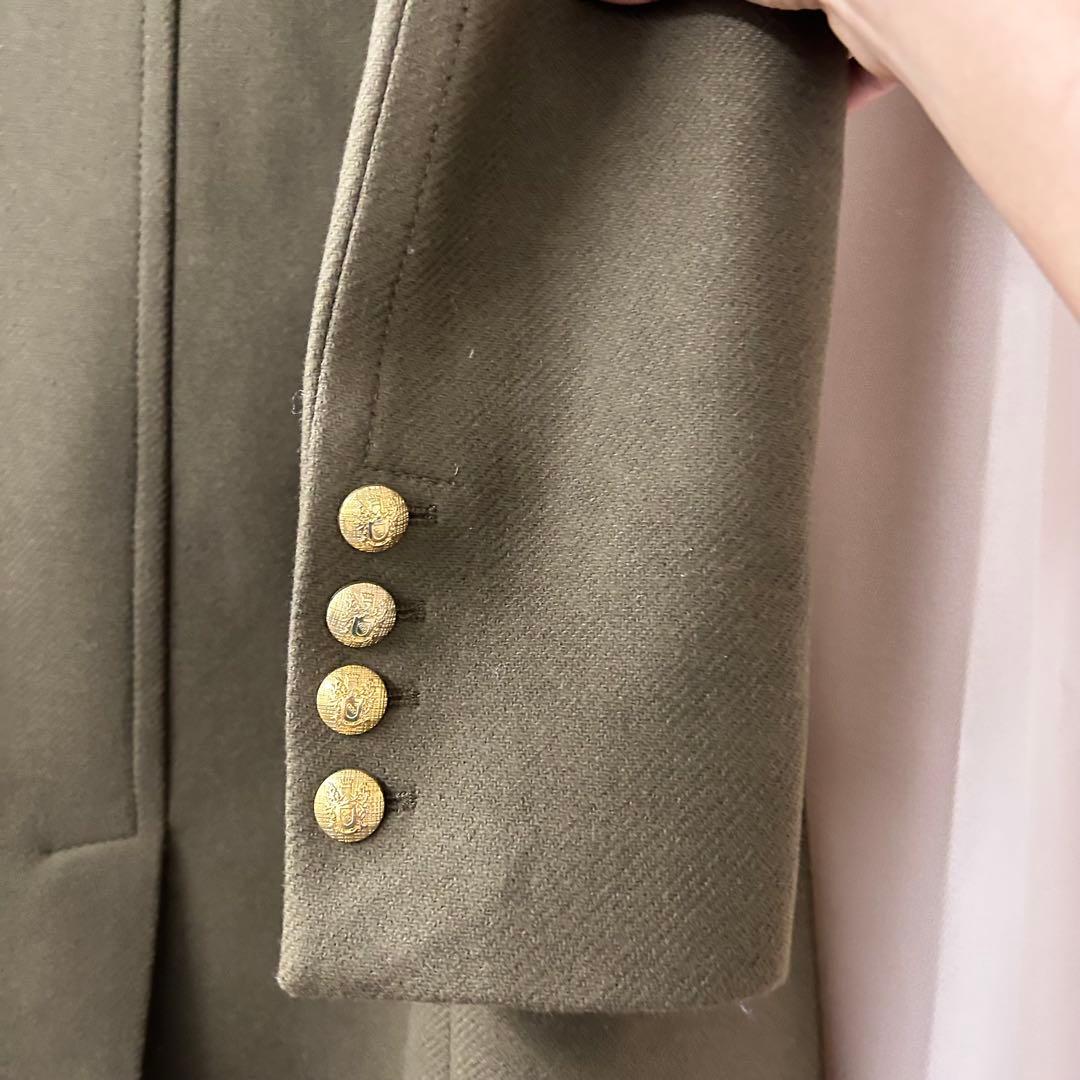 カーキ　オリーブ ダブルブレスト チェスターコート　ZARA