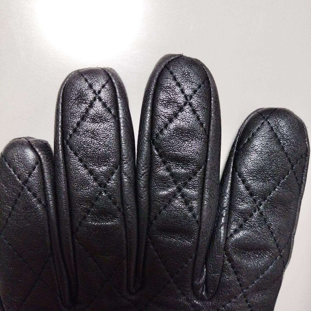 BURBERRYBLACKLABEL　黒 レザー 手袋　グローブ　キルティング