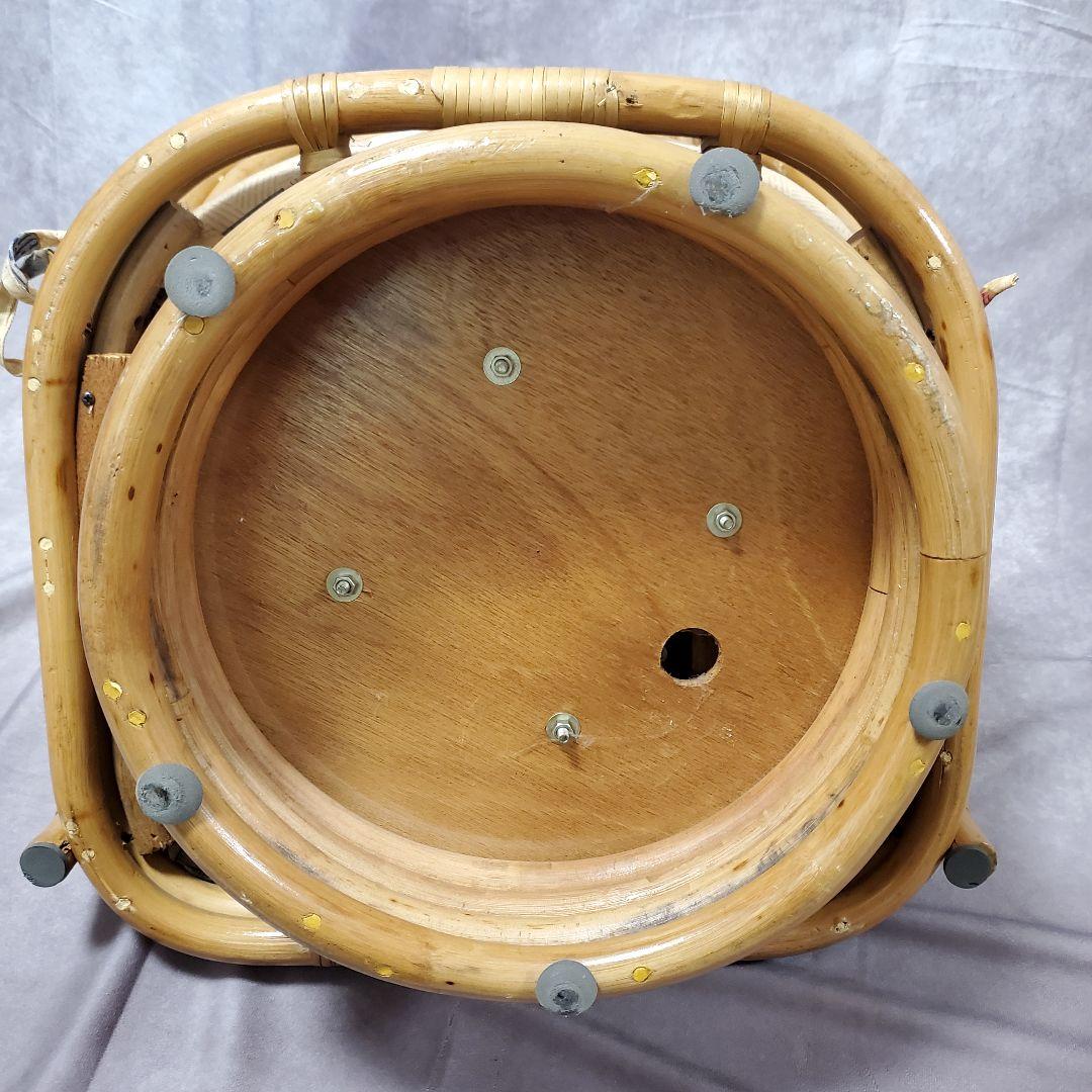 回転式座椅子籐椅子・クッション付き2脚セット　花柄　昭和レトロ　ヴィンテージ　籐