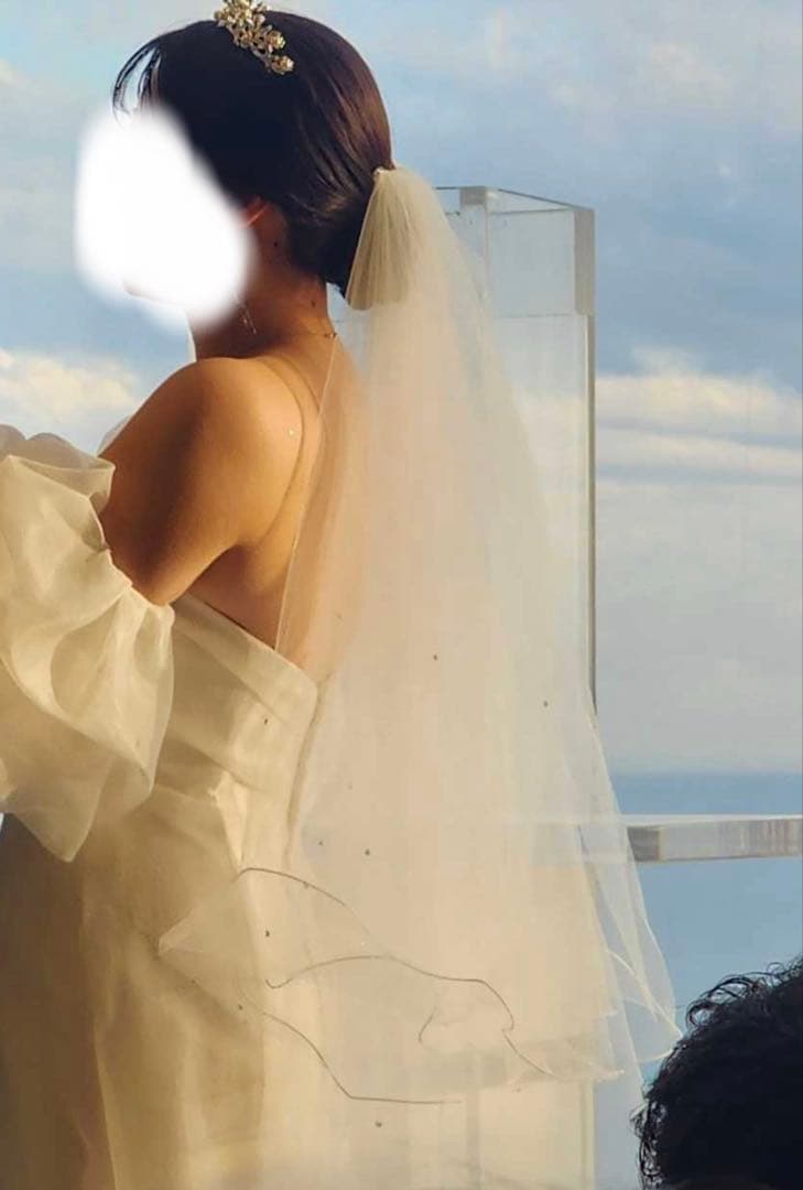 値下げ中！ビジュー付きパイピングウェディングベール